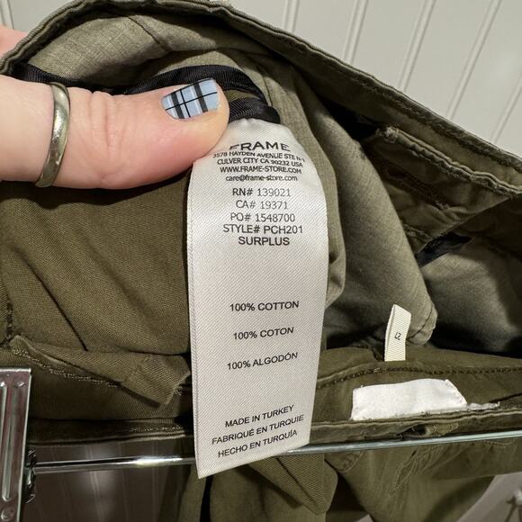 Frame Green Wide Leg Pleated Chino Pants Size 27 - Picture 7 of 8